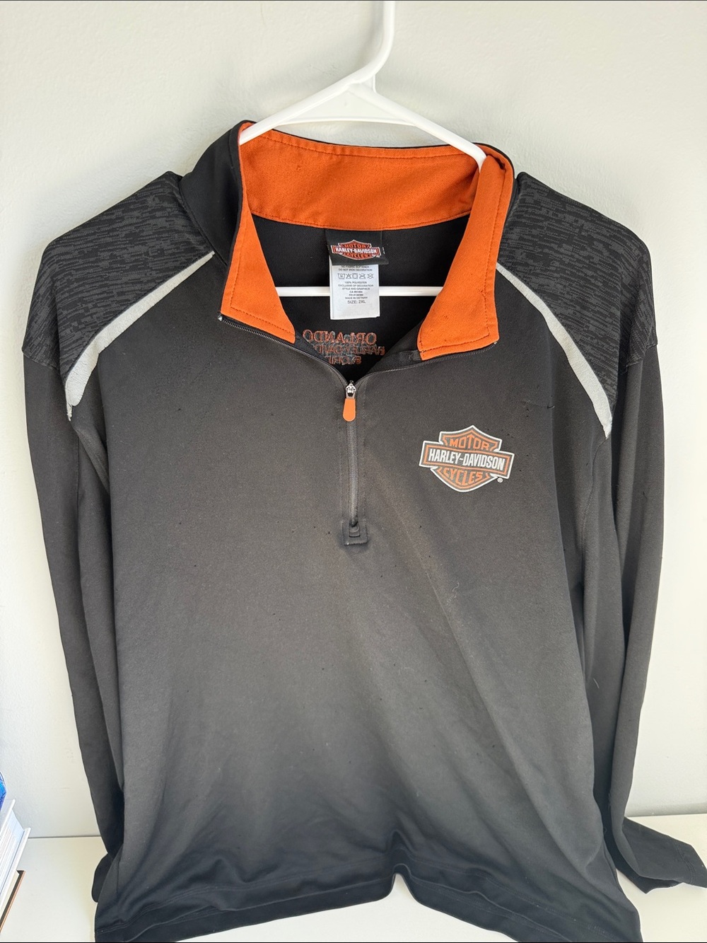 Harley-Davidson Black Pullover with Orange Collar Accent